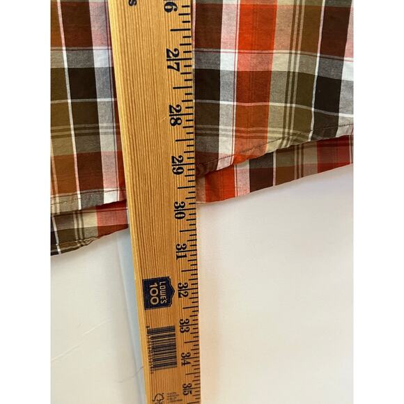 Marmot Mens XL Orange Brown Plaid Short-Sleeve Button-Front Hiking Outdoor Shirt - Picture 6 of 6